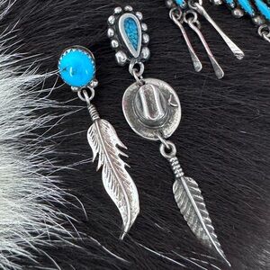 Vintage Turquoise & sterling silver mismatched earrings